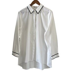 Chico's NEW Button Front No Iron Tunic Shirt In White Size XL/16-18
